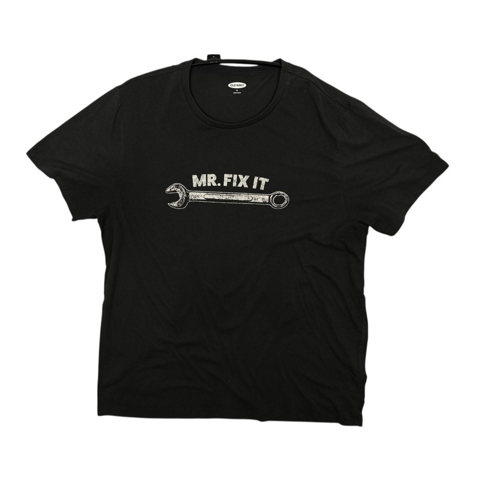 Old Navy Black T-Shirt Short Sleeve Sz XL 'Mr. FIX IT " w/ A Wrench Cotton/Poly